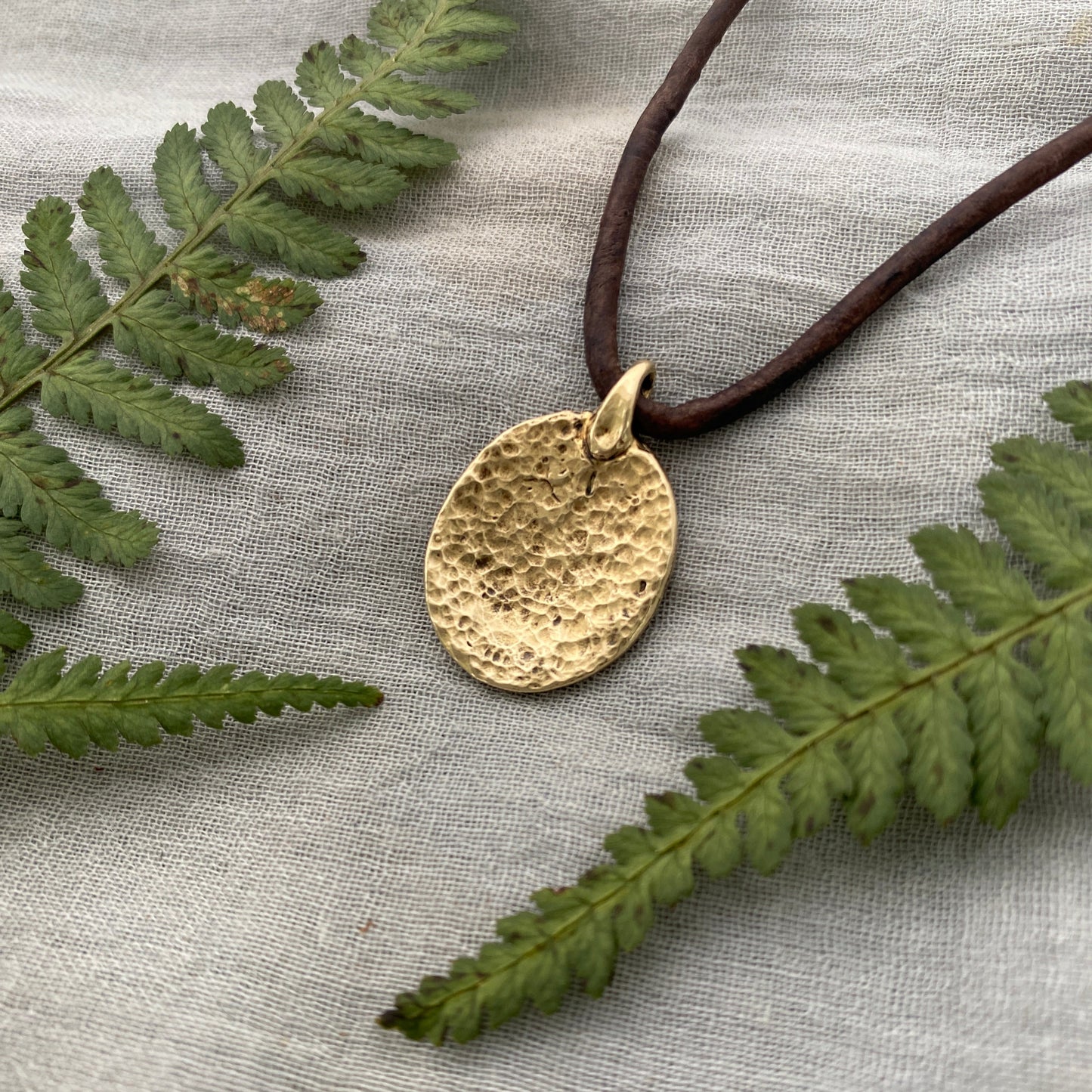 Antiqued Brass Sacred Heart Necklace; Unique, Hand Carved, Flaming Heart Design