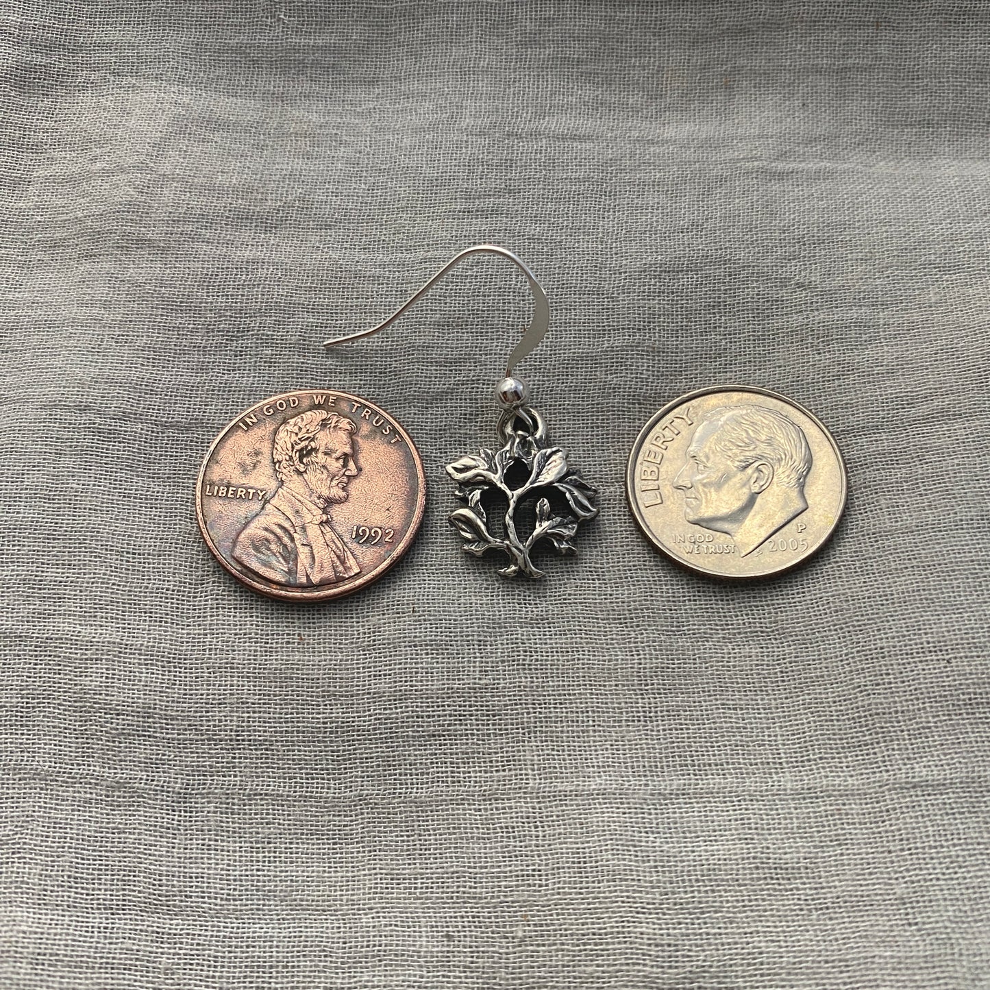 Dainty Sterling Silver Tree of Life Earrings - Hand Carved Design
