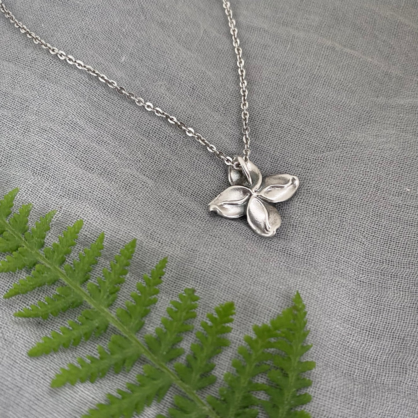 small sterling silver leaf cross pendant