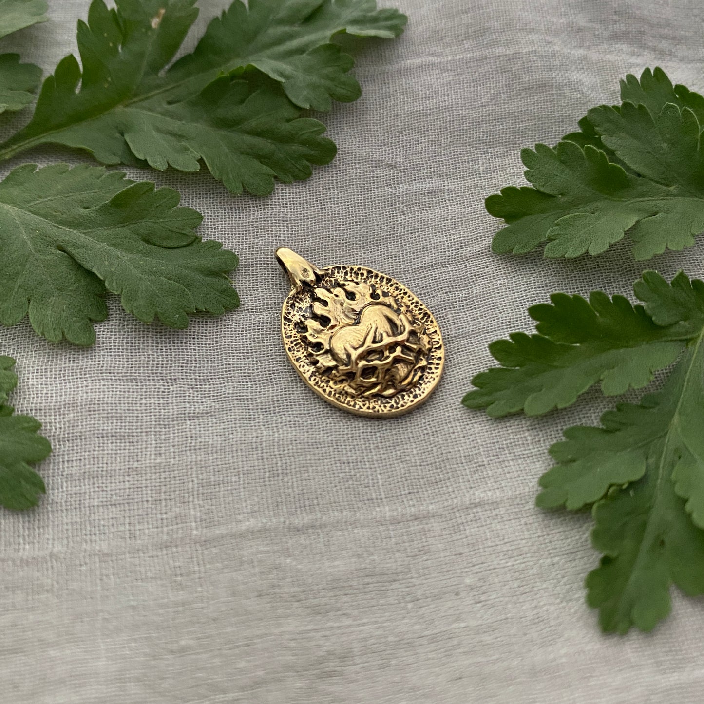 Antiqued Brass Sacred Heart Pendant; Unique, Hand Carved Design