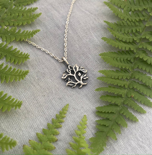 Tiny minimalist tree of life necklace in sterling silver