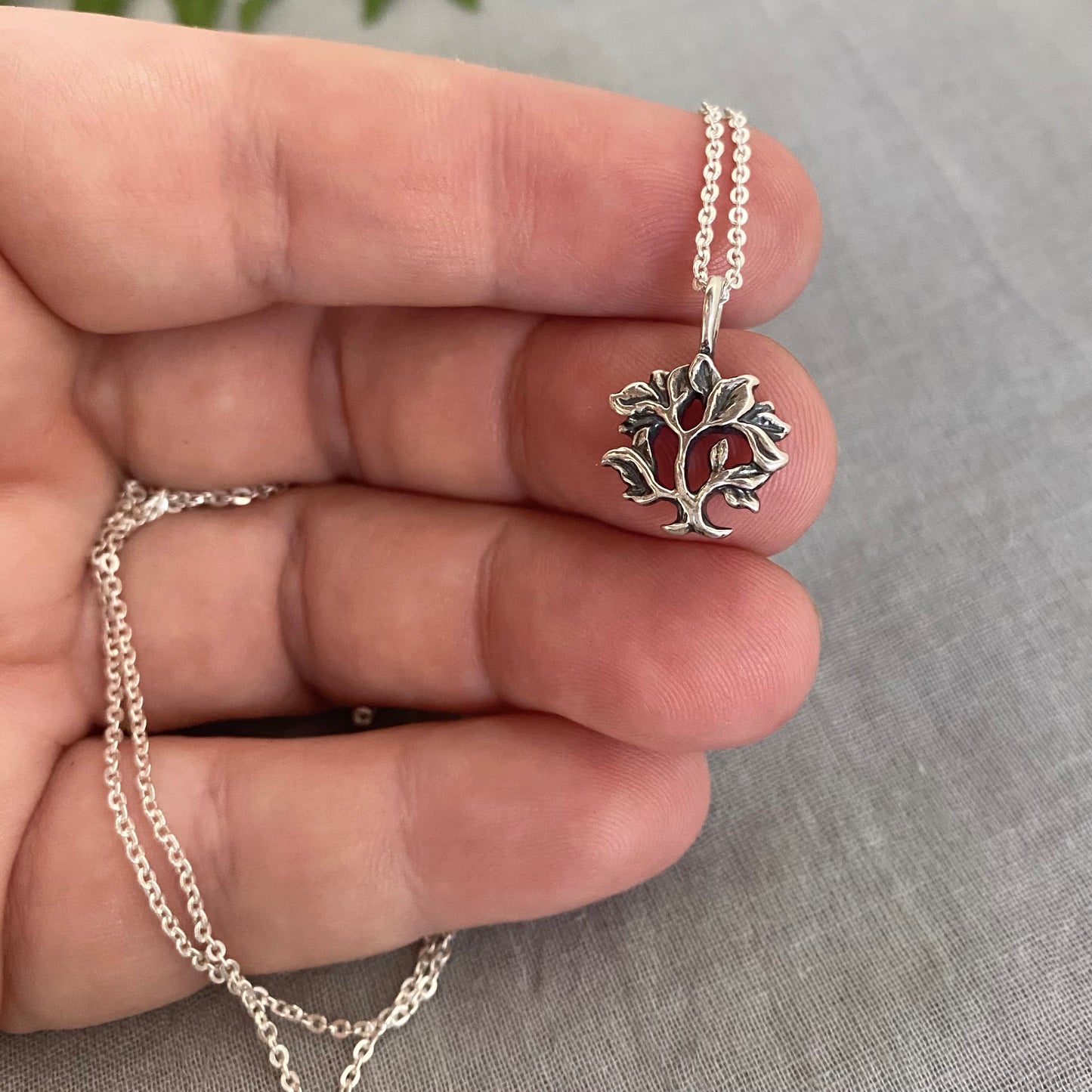 Tiny minimalist tree of life necklace in sterling silver